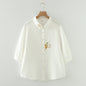 Artistic Flower Embroidery Double-layer Cotton Yarn Half Sleeve Shirt New Loose-fitting Short Sleeves Top